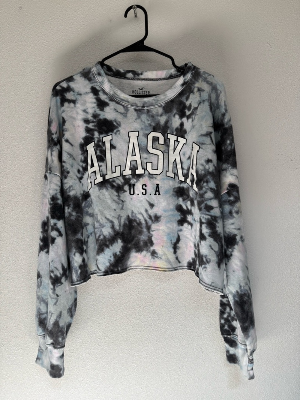 Hollister Blue&Black Tie-Dye Crewneck Pullover